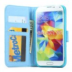 Wholesale Samsung Galaxy S5 Quilted Flip Leather Wallet Case w Stand (Blue)